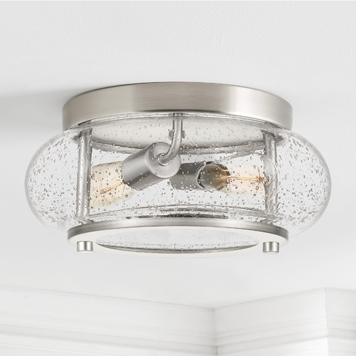 Trilogy 2-Light Brushed Nickel Flush Mount by Quoizel Lighting