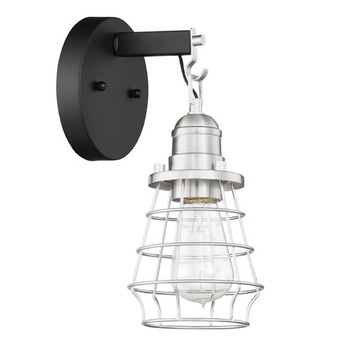 Thatcher Flat Black & Brushed Polished Nickel Sconce by Craftmade Lighting