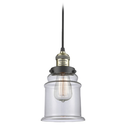 Innovations Lighting Innovations Lighting Canton Black Antique Brass Mini-Pendant Light with Bell Shade 201C-BAB-G182
