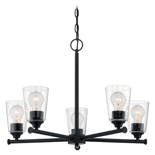 Bransel Matte Black Chandelier by Satco Lighting
