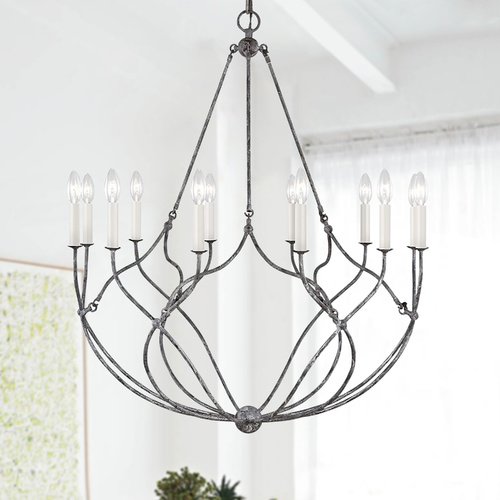 Chapman & Meyers Richmond 31.38-Inch Weathered Galvanized Chandelier by Visual Comfort Studio