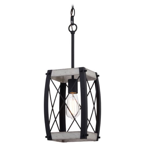 Vaxcel Lighting Montclare Textured Black & White Ash Mini-Pendant Light