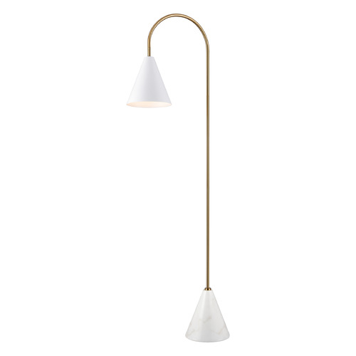 Elk Lighting Elk Lighting Tully Matte White & Aged Brass Floor Lamp with Conical Shade H0019-11063