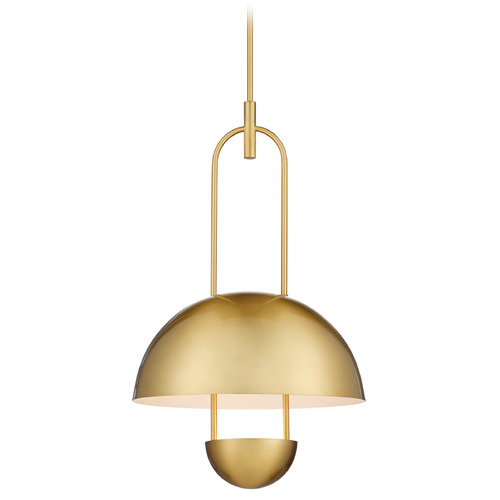 Currey and Company Creighton Brass / White LED Pendant Light with Bowl / Dome Shade