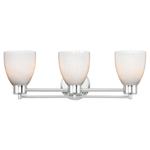 Design Classics Lighting Modern Bathroom Light with White Glass in Chrome Finish 703-26 GL1020MB