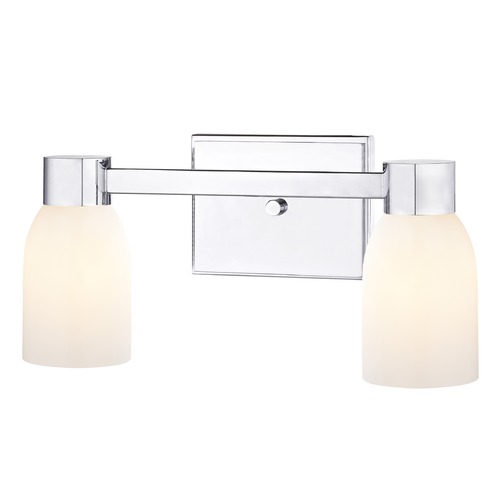 Design Classics Lighting 2-Light Shiny White Glass Bathroom Vanity Light Chrome 2102-26 GL1024D