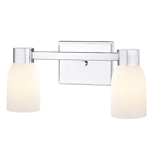 2-Light Shiny White Glass Bathroom Vanity Light Chrome