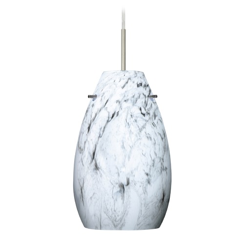 Besa Lighting Pera Satin Nickel LED Mini-Pendant Light with Oblong Shade