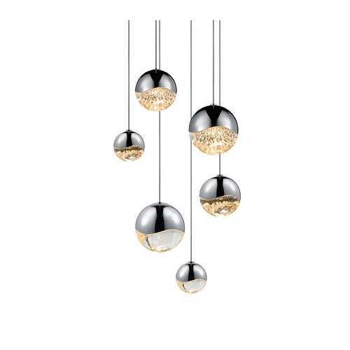 Grapes Polished Chrome 6-Light LED Multi-Light Pendant by Sonneman Lighting