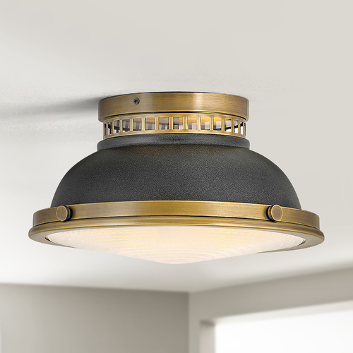 Hinkley Emery 12.75-Inch Heritage Brass & Aged Zinc Flush Mount by Hinkley Lighting 4081HB-DZ