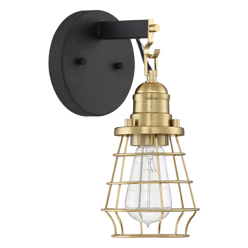 Craftmade Lighting Thatcher Flat Black & Satin Brass Sconce by Craftmade Lighting 50601-FBSB