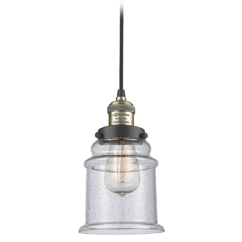 Innovations Lighting Innovations Lighting Canton Black Antique Brass Mini-Pendant Light with Bell Shade 201C-BAB-G184