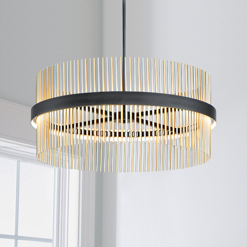 Chimes 34-Inch LED Pendant in Black/Nickel/Brass by ET2 Lighting