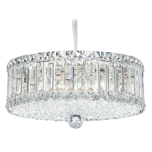 Schonbek Worldwide Lighting Plaza Polished Stainless Steel Pendant Light with Drum Shade