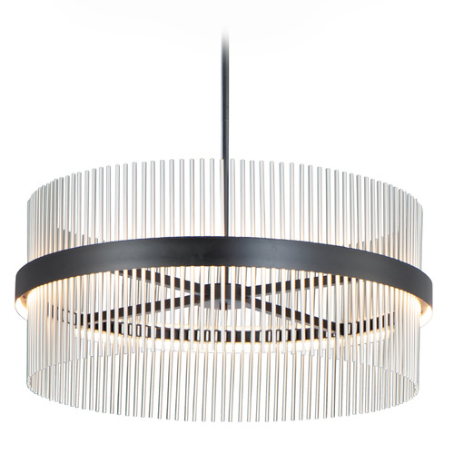 ET2 Lighting Et2 Chimes 5cct Black & Satin Nickel LED Pendant Light with Drum Shade E34257-BKSN