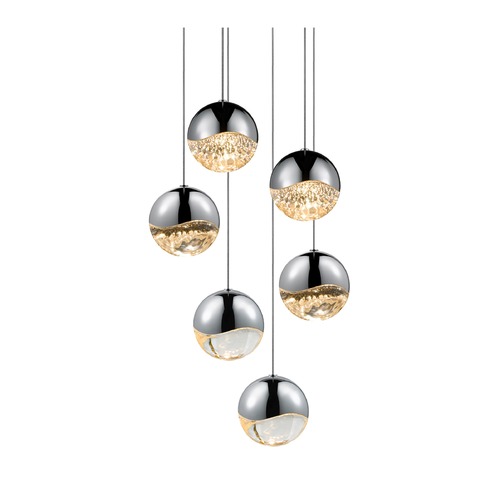 Sonneman Lighting Grapes Polished Chrome 6-Light LED Multi-Light Pendant by Sonneman Lighting 2915.01-LRG