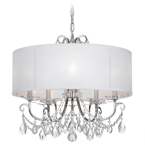 Crystorama Lighting Crystorama Lighting Othello Polished Chrome Pendant Light with Drum Shade 6625-CH-CL-MWP