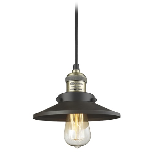 Railroad Black Antique Brass Mini Pendant by Innovations Lighting