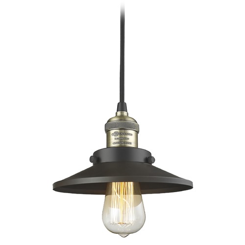 Innovations Lighting Innovations Lighting Railroad Black Antique Brass Mini-Pendant Light with Coolie Shade 201C-BAB-M6