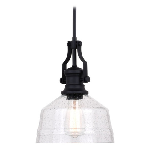 Vaxcel Lighting Beloit Matte Black Mini-Pendant Light with Warehouse Shade