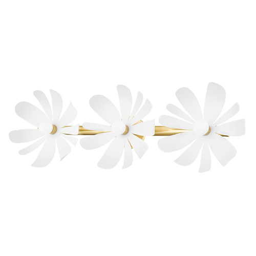 Mitzi Willa Aged Brass White 3-Light Vanity Bar