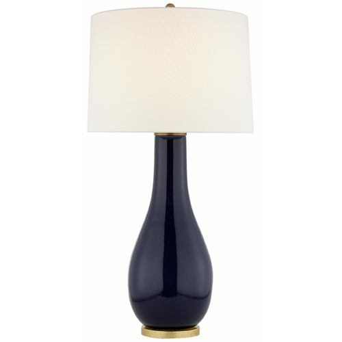 Visual Comfort Signature Collection Orson Denim Porcelain Table Lamp with Drum Shade