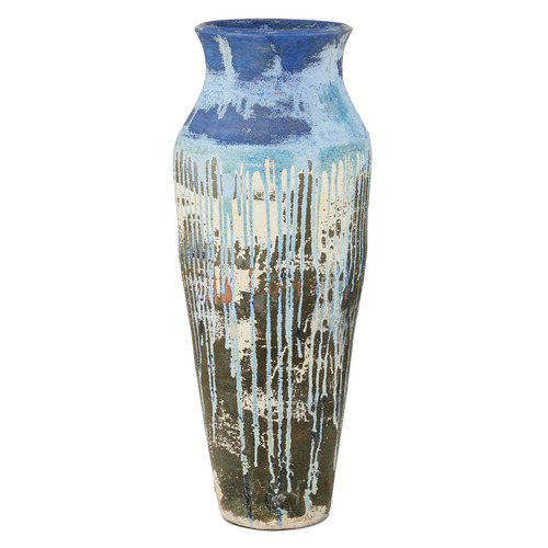 Currey and Company Capizzi Antique White & Blue Drip Vase