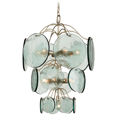 Currey and Company Rovigo Clear / Silver Leaf Chandelier
