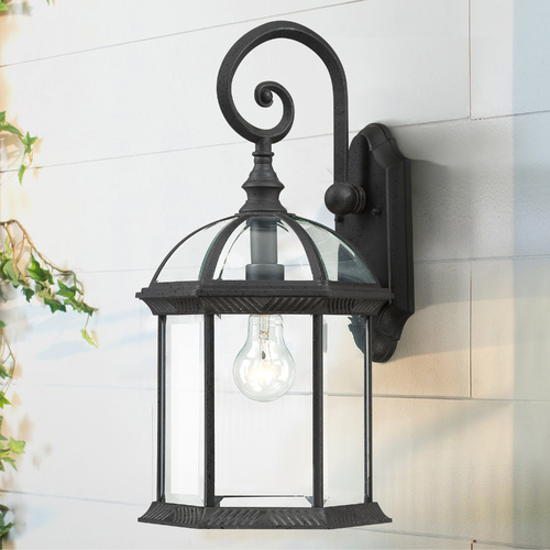 Outdoor Wall Light with Clear Glass in Textured Black by Nuvo Lighting