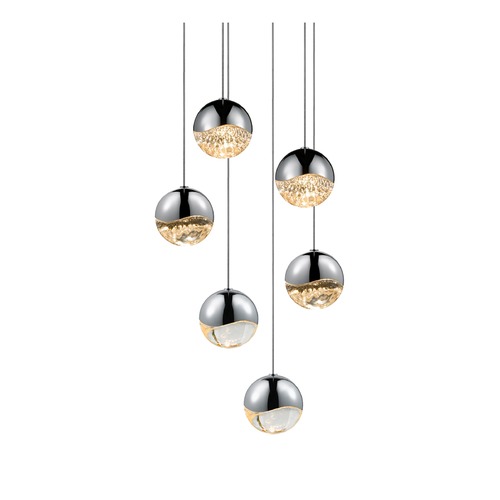 Grapes Polished Chrome 6-Light LED Multi-Light Pendant by Sonneman Lighting
