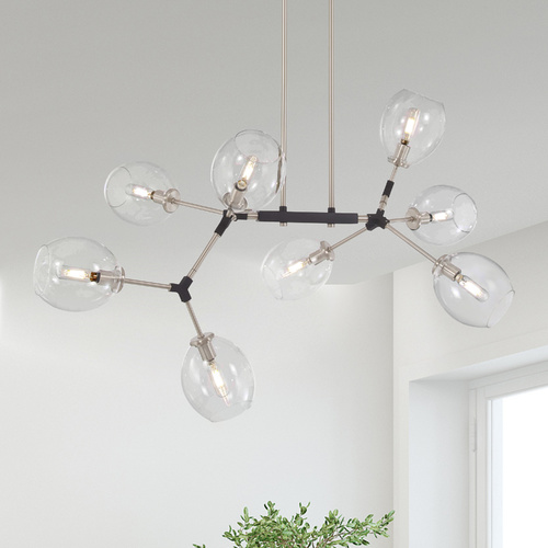 Nexpo 8-Light Organic Chandelier in Brushed Nickel & Black by George Kovacs