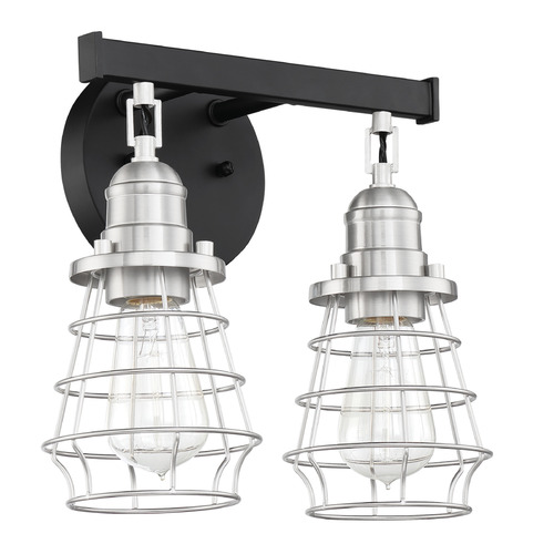 Thatcher Flat Black & Brushed Polished Nickel Bathroom Light by Craftmade Lighting