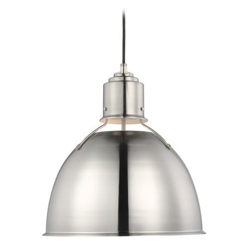 Visual Comfort Studio Huey Brushed Nickel LED Pendant Light with Bowl / Dome Shade