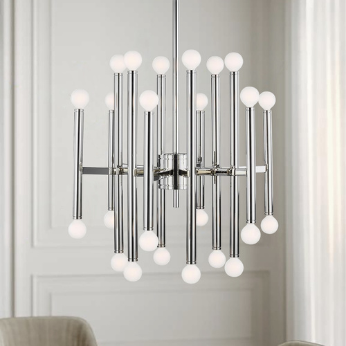 Visual Comfort Studio Collection Thomas OBrien 23-Inch Beckham Modern Polished Nickel Chandelier by Visual Comfort Studio TC10524PN