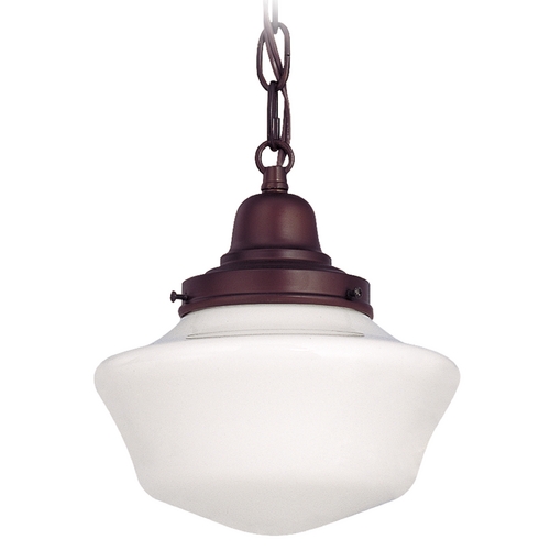 Design Classics Lighting 8-Inch Schoolhouse Mini-Pendant Light in Bronze with Chain FB4-220 / GA8 / B-220