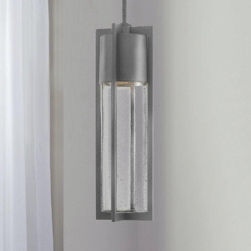 Seeded Glass LED Outdoor Hanging Light Grey by Hinkley Lighting
