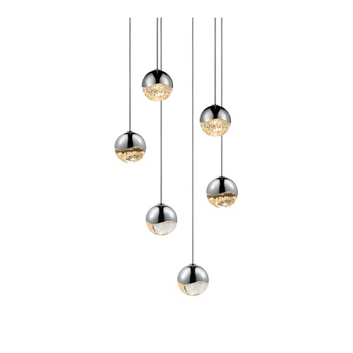Grapes Polished Chrome 6-Light LED Multi-Light Pendant by Sonneman Lighting