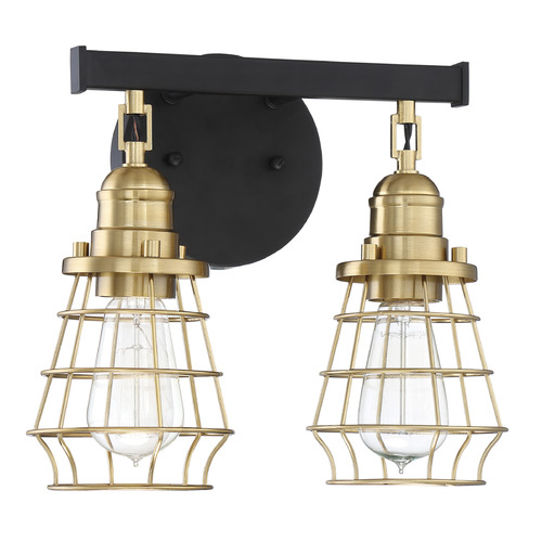 Thatcher Flat Black & Satin Brass Bathroom Light by Craftmade Lighting