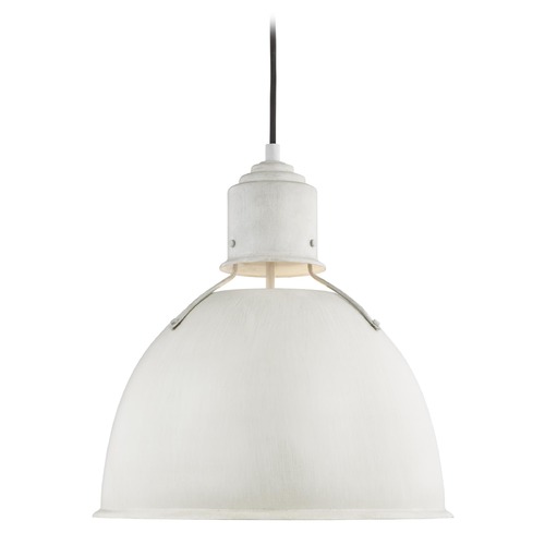 Visual Comfort Studio Huey Antique White LED Pendant Light with Bowl / Dome Shade