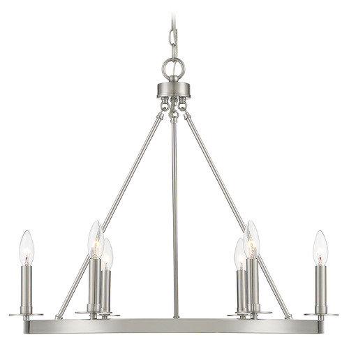 26-Inch Wide Chandelier in Brushed Nickel by Meridian