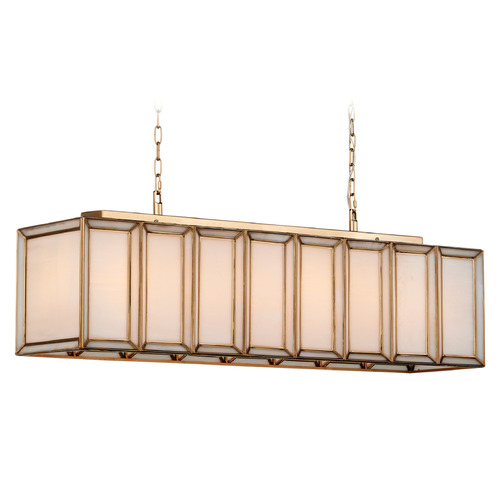 Currey and Company Daze White Antique Brass Island Light with Rectangle Shade