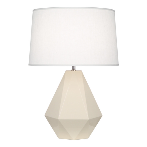 Robert Abbey Lighting Delta Table Lamp Bone & Polished Nickel by Robert Abbey 930