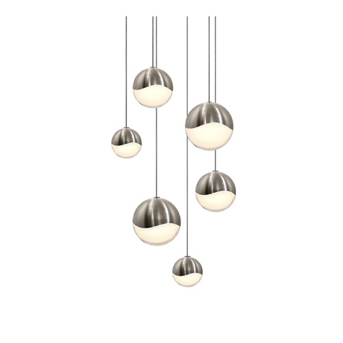 Grapes Satin Nickel 6-Light LED Multi-Light Pendant by Sonneman Lighting