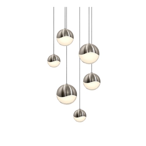 Sonneman Lighting Grapes Satin Nickel 6-Light LED Multi-Light Pendant by Sonneman Lighting 2915.13-AST