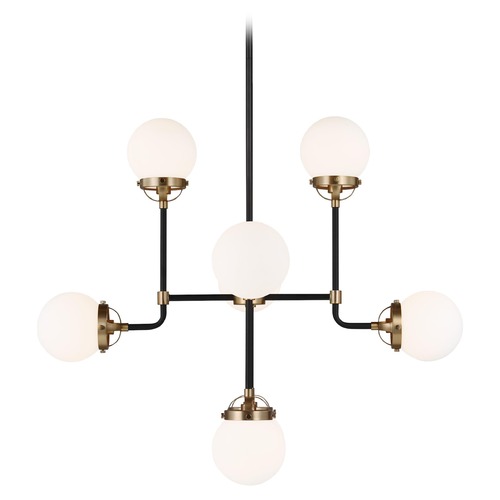 Visual Comfort Studio Cafe Satin Brass / Midnight Black LED Chandelier