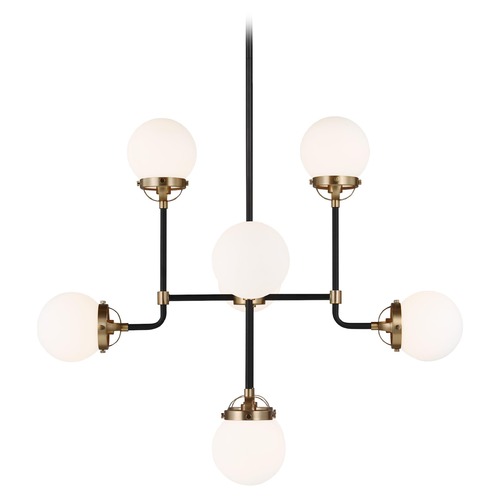 Visual Comfort Studio Collection Visual Comfort Studio Cafe Satin Brass / Midnight Black LED Chandelier 3187908EN-848