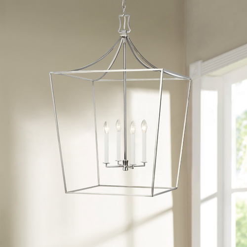 Generation Lighting Chapman & Meyers 24-Inch Southold Polished Nickel Hanging Lantern by Generation Lighting CC1024PN