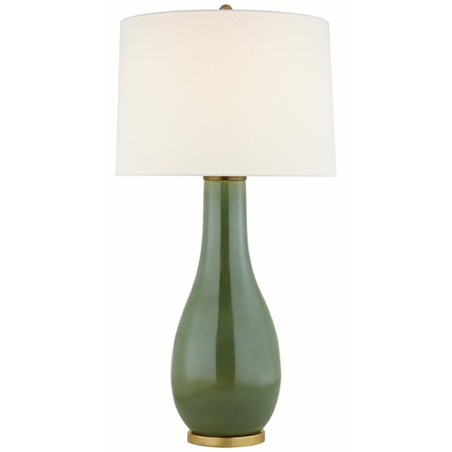 Visual Comfort Signature Collection Orson Shellish Kiwi Table Lamp with Drum Shade