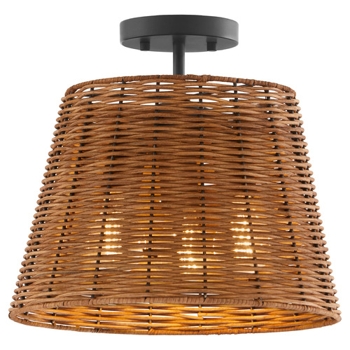 Wicker Matte Black Semi-Flush Mount Light by Quorum Lighting