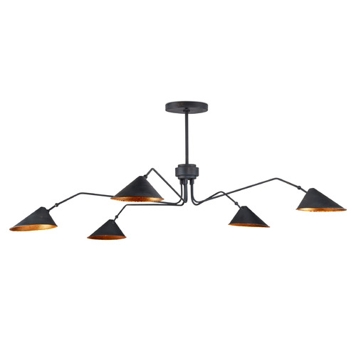 Currey and Company Serpa French Black / Gold Leaf Chandelier